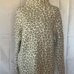 Christian Siriano Gray Leopard Cowl Neck Sweater